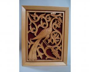 Basswood Panel Peacock and Grapes